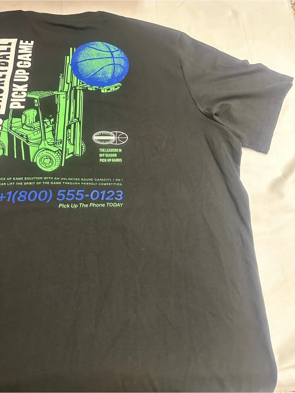 adidas Black Short Sleeve Graphic Crew Tee with Small Chest Logo